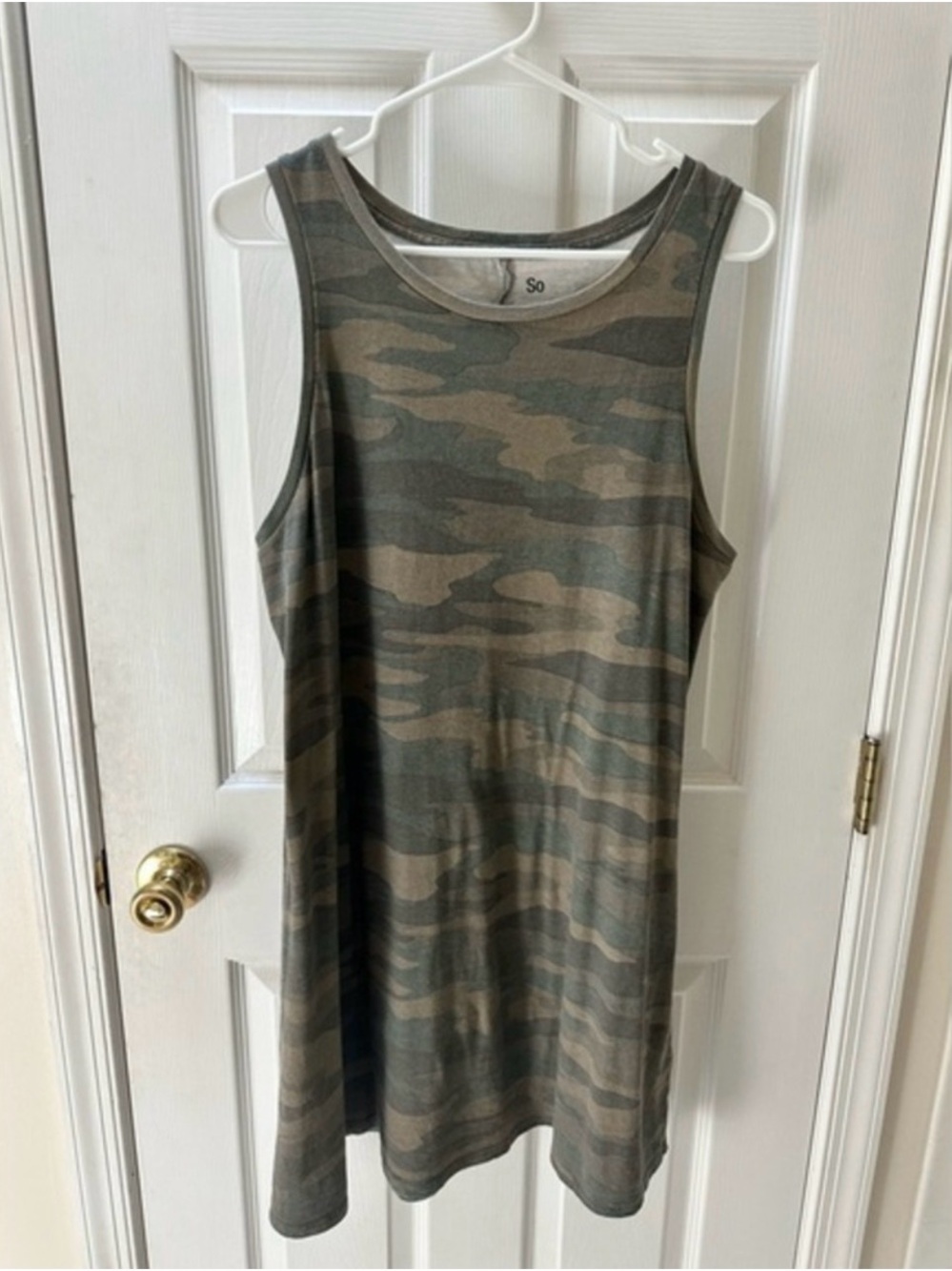SO Camo Midi Tank Dress in Olive and Tan